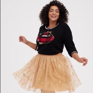 TORRID SEQUIN LIPS PULLOVER SWEATER / BLACK / HOLIDAY /PLUS SIZE / SIZE: 2